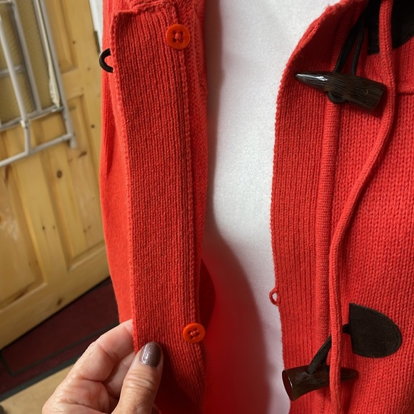 Ralph Lauren Orange Hooded Toggle Front lambswool blend Long Cardigan Size S - Picture 10 of 13
